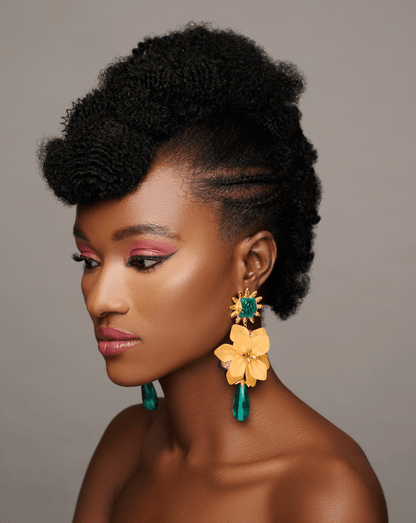 Gorgeous Bohemian Long Acrylic Resin Flower Dangle Statement Earrings - Fatisha Boutique