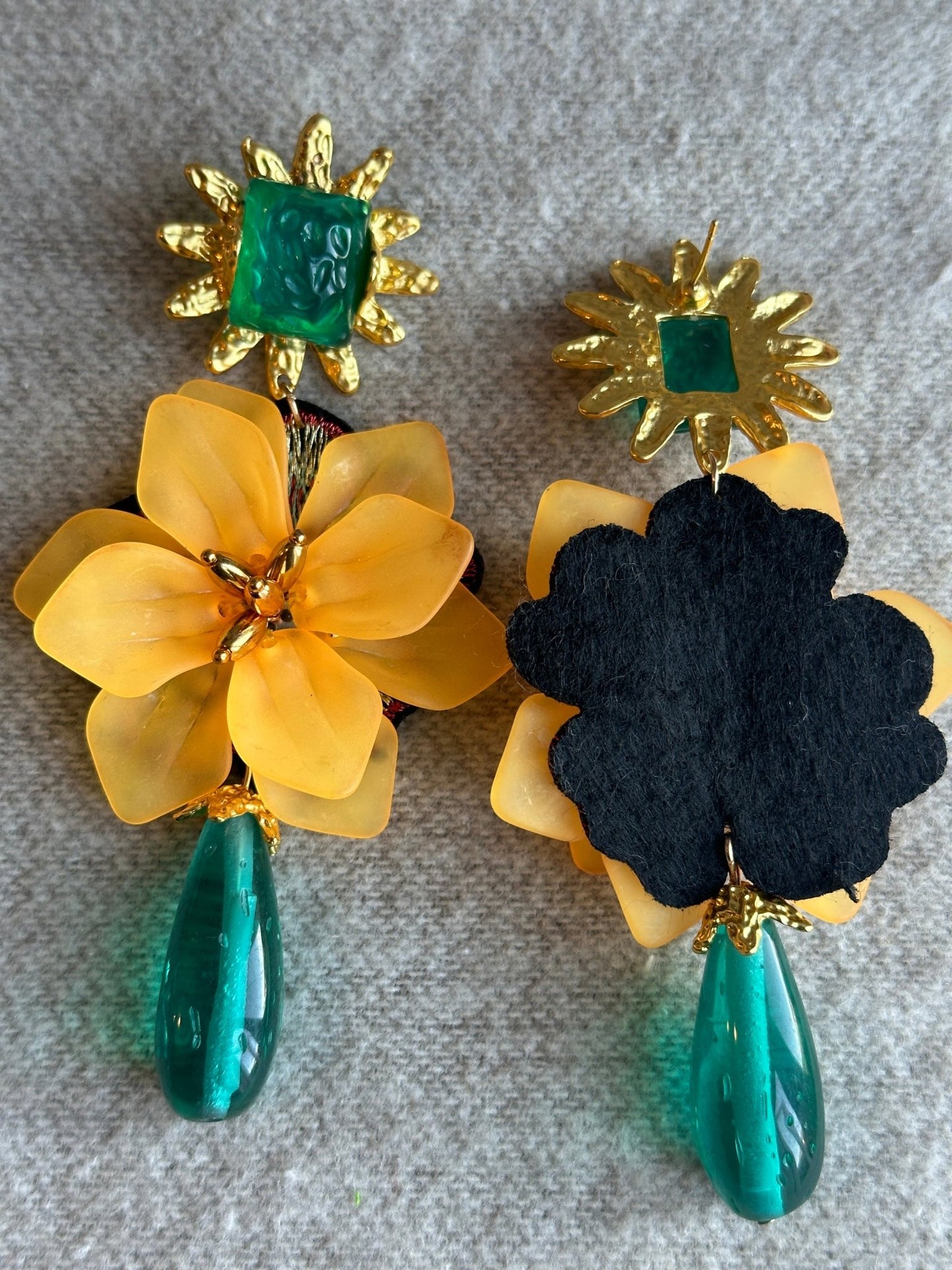 Gorgeous Bohemian Long Acrylic Resin Flower Dangle Statement Earrings - Fatisha Boutique