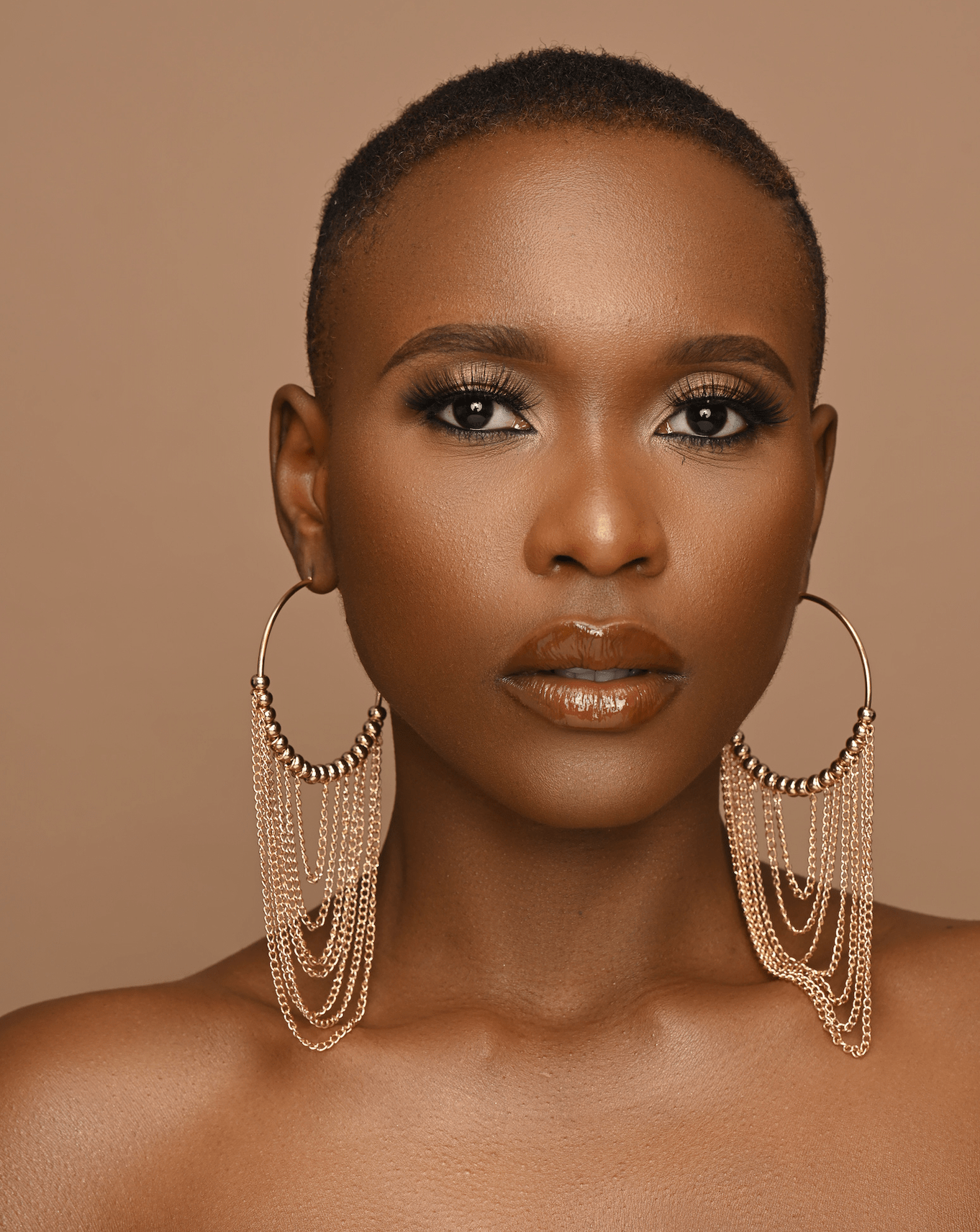 Gorgeous Long Chain Statement Beads Hoop Earrings - Fatisha Boutique