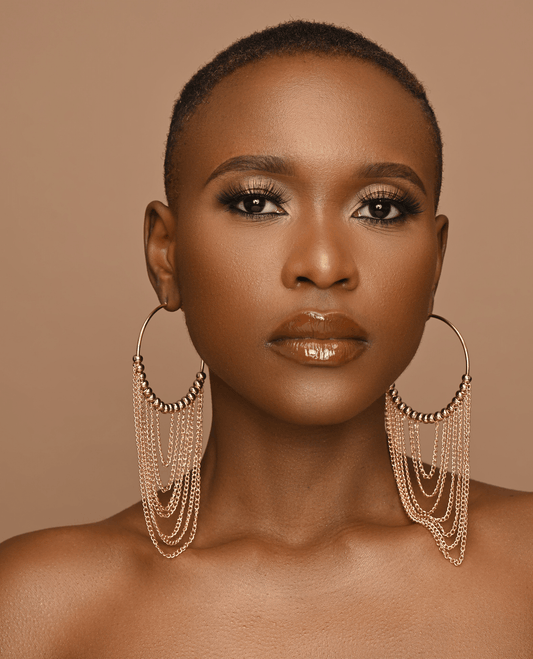 Gorgeous Long Chain Statement Beads Hoop Earrings - Fatisha Boutique