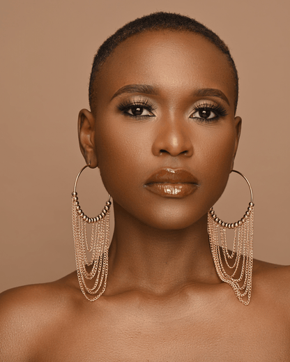 Gorgeous Long Chain Statement Beads Hoop Earrings - Fatisha Boutique