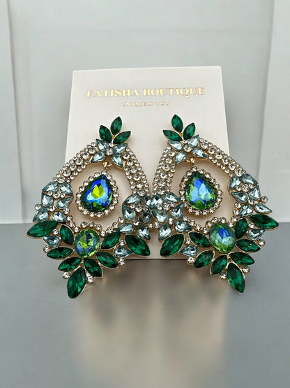 Gorgeous Rhinestones Crystal Teardrop Statement Earrings - Fatisha Boutique
