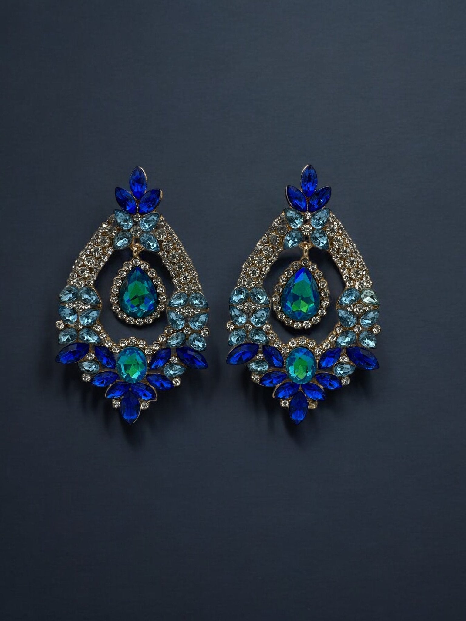 Gorgeous Rhinestones Crystal Teardrop Statement Earrings - Fatisha Boutique