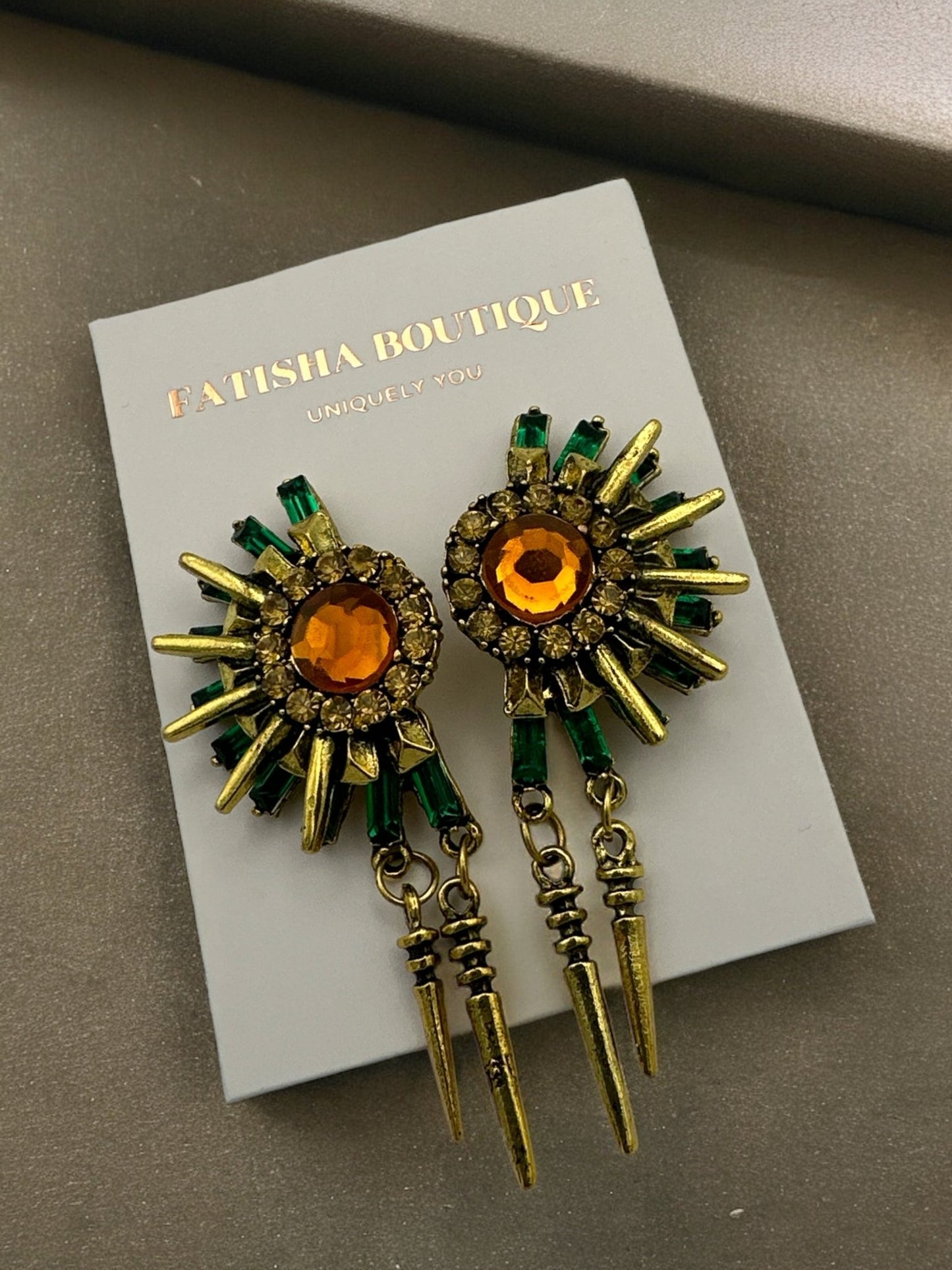 Gorgeous Spike Metal And Rhinestone Retro Punk Earrings - Fatisha Boutique