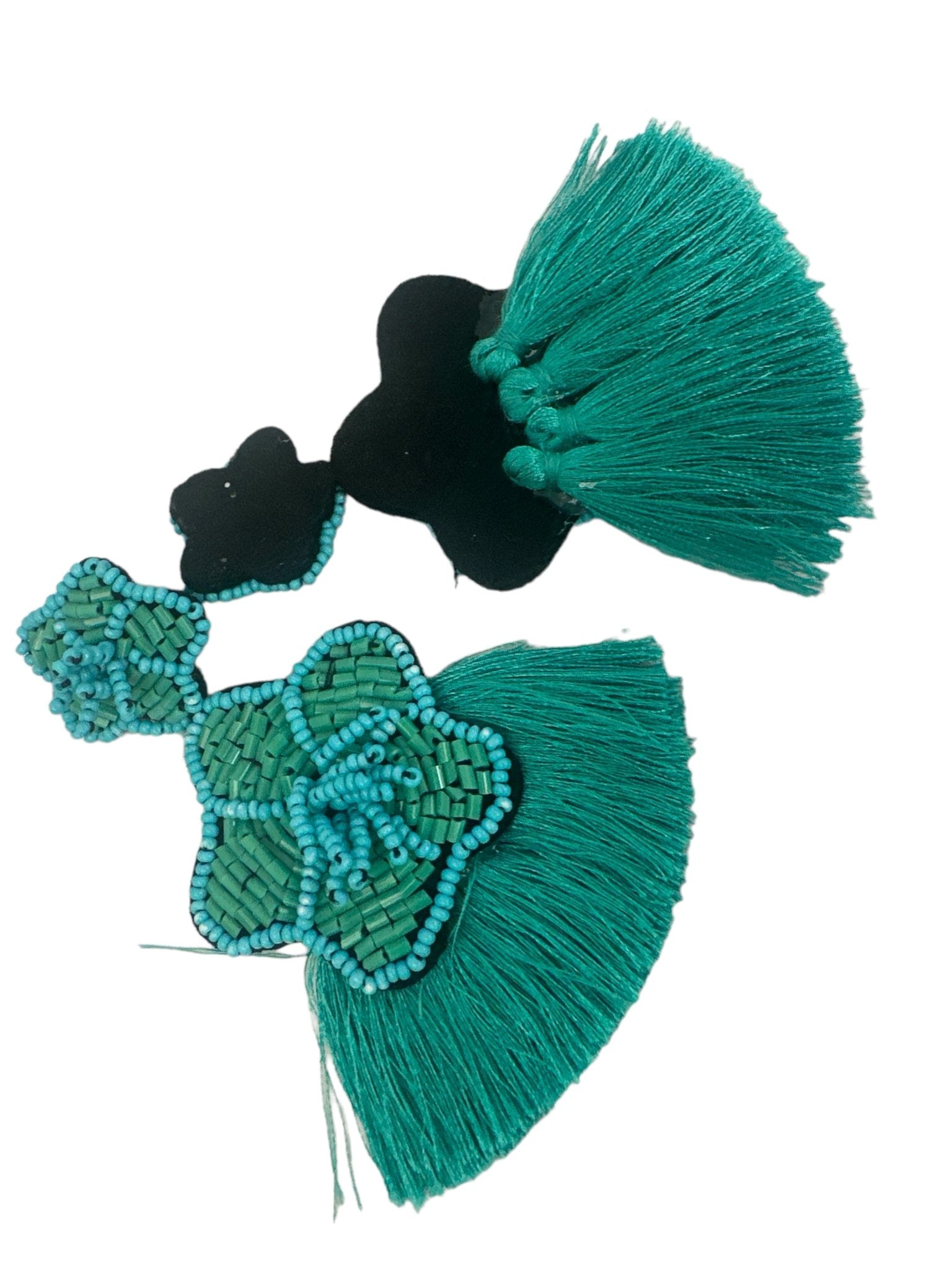 Green Bohemian Beaded Thread Tassels Summer Earrings - Fatisha Boutique