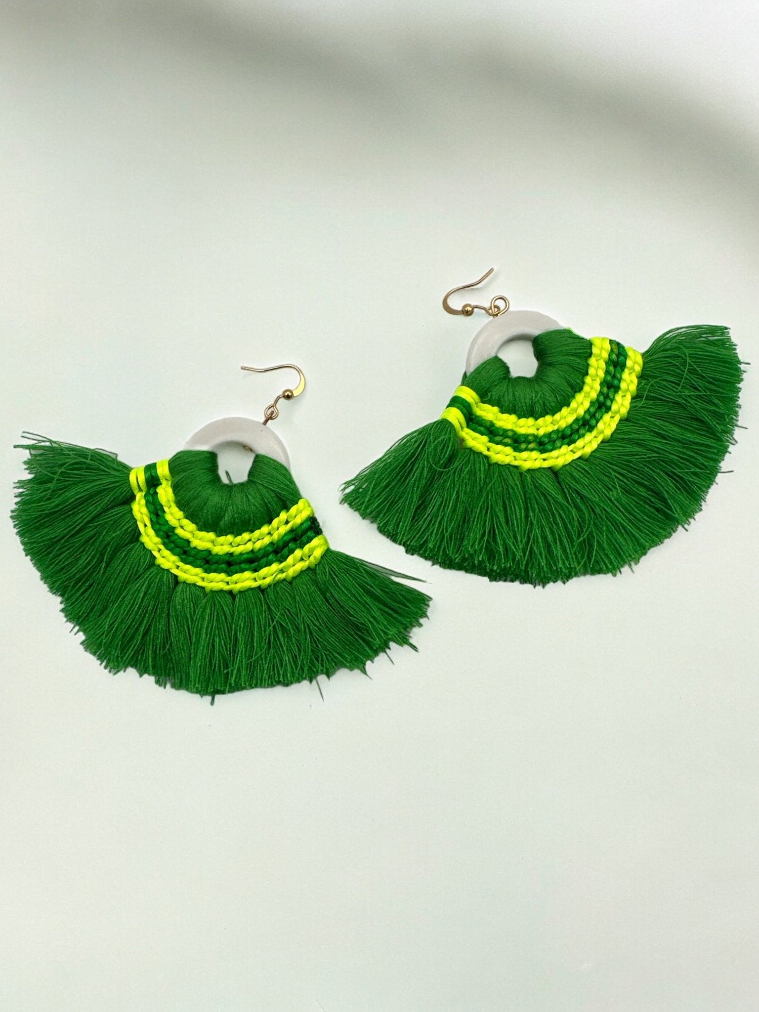 Green Bohemian Thread Tassels Summer Earrings - Fatisha Boutique