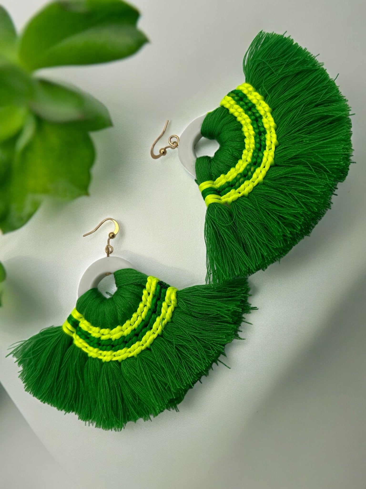 Green Bohemian Thread Tassels Summer Earrings - Fatisha Boutique