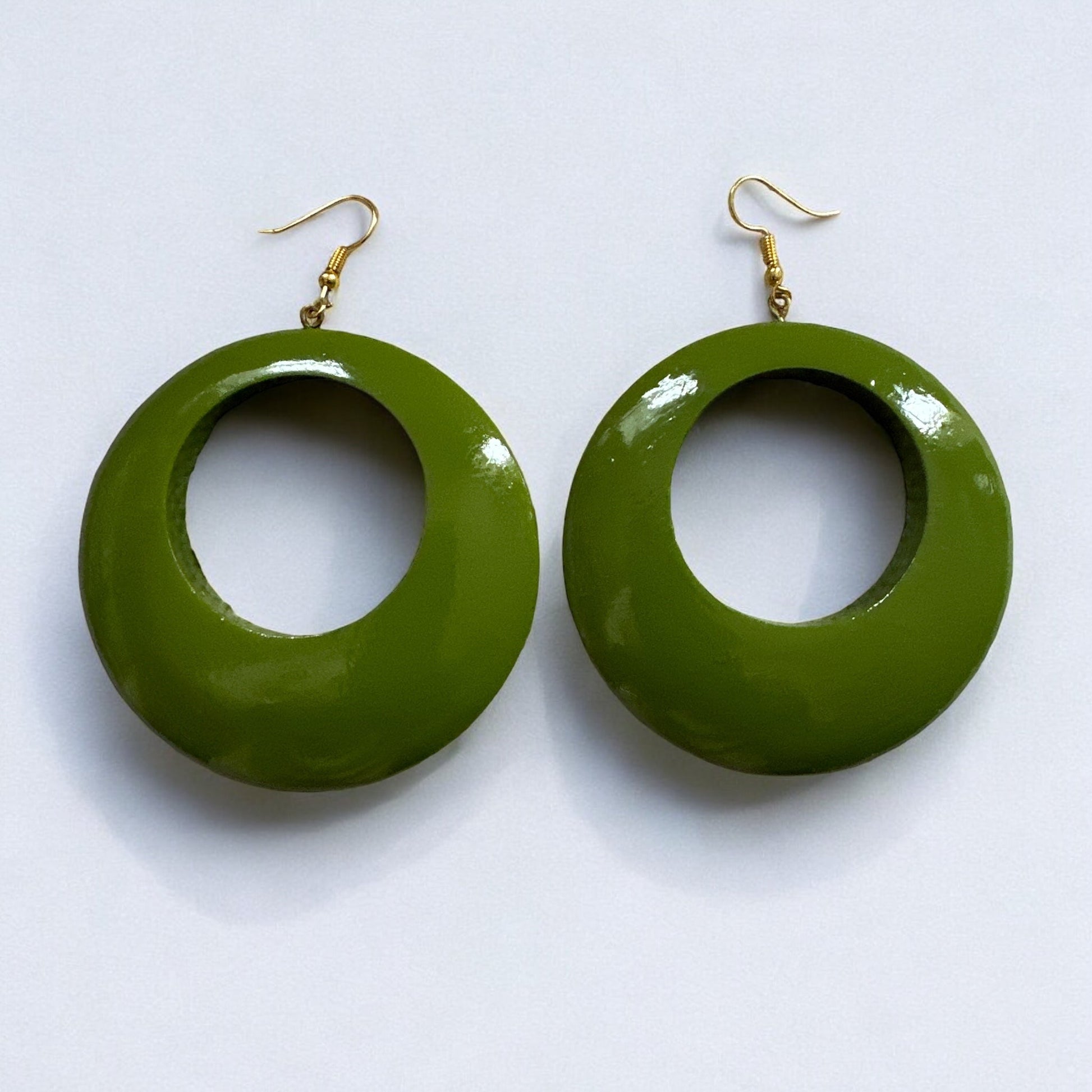 Green Wooden Dangle Ethnic Earrings - Fatisha Boutique