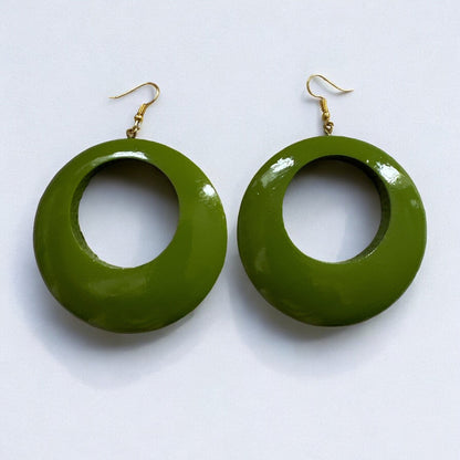 Green Wooden Dangle Ethnic Earrings - Fatisha Boutique