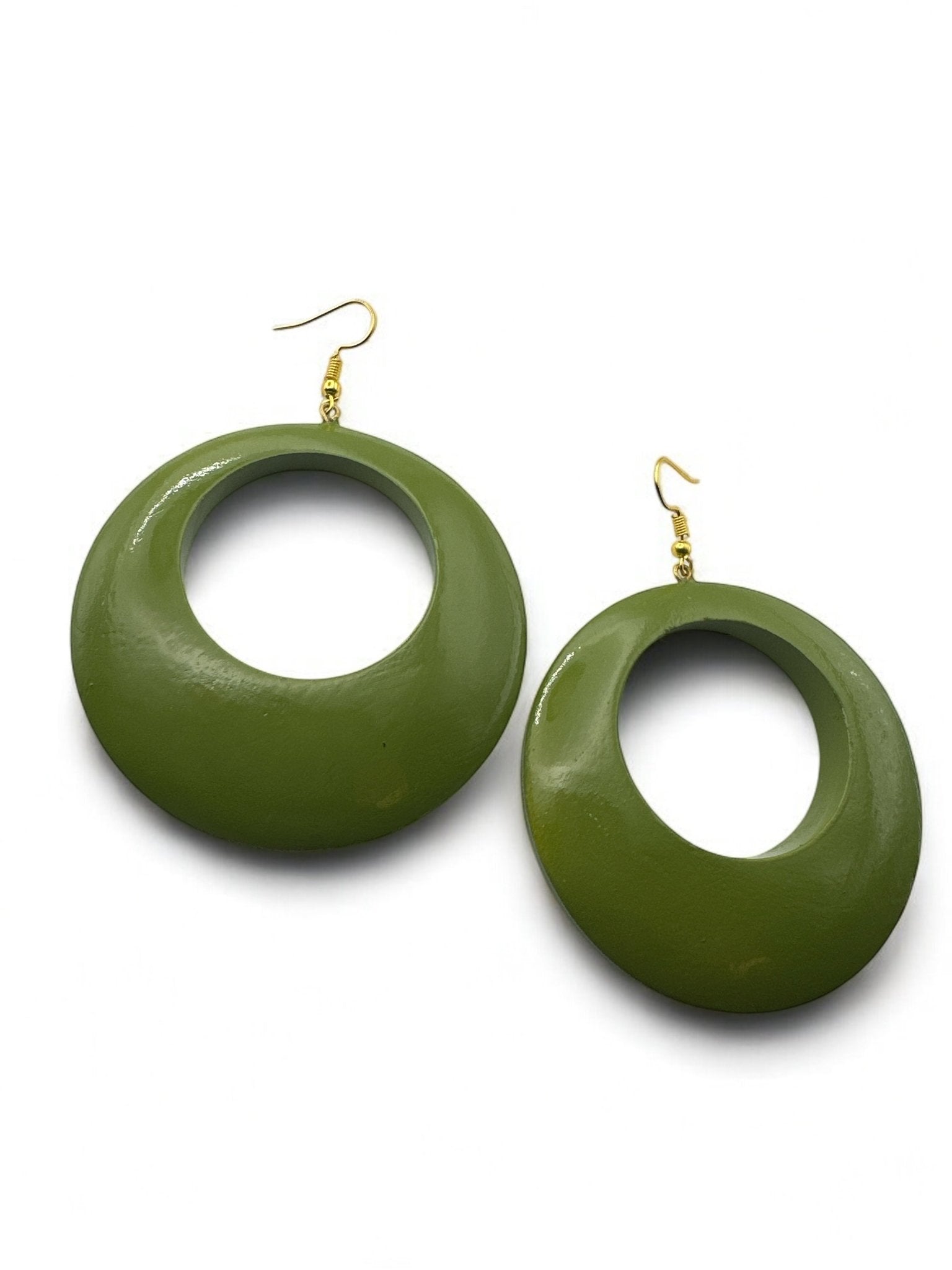 Green Wooden Dangle Ethnic Earrings - Fatisha Boutique