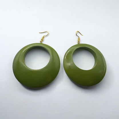 Green Wooden Dangle Ethnic Earrings - Fatisha Boutique