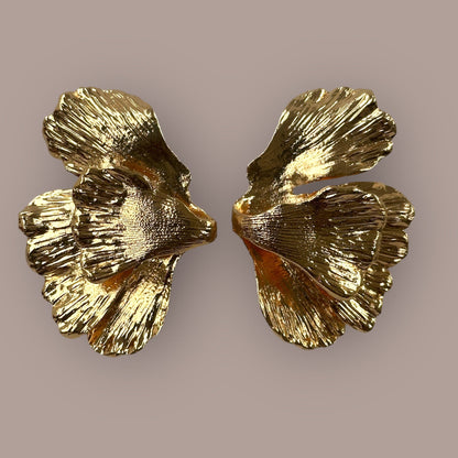 Hammered Alloy Metal Petals Flowers Shaped Stud Drop Earrings - Fatisha Boutique