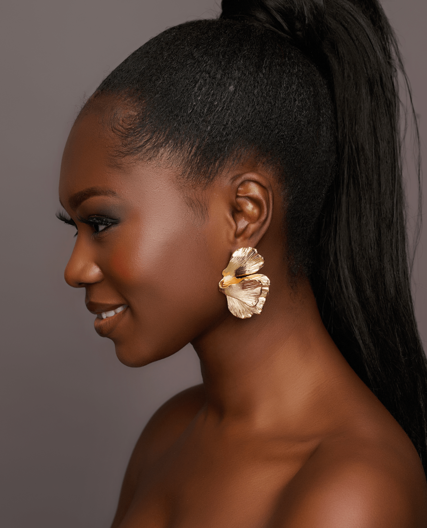 Hammered Alloy Metal Petals Flowers Shaped Stud Drop Earrings - Fatisha Boutique