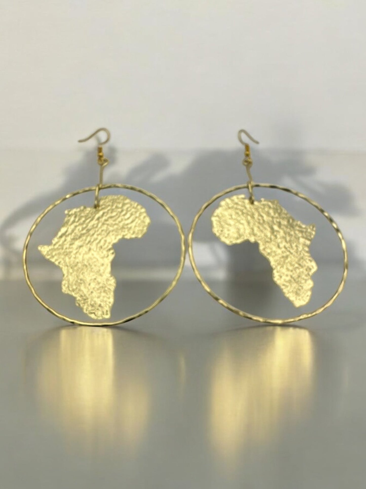 Hand Crafted Medium African Map Bold Statement Brass Dangle Earrings - Fatisha Boutique