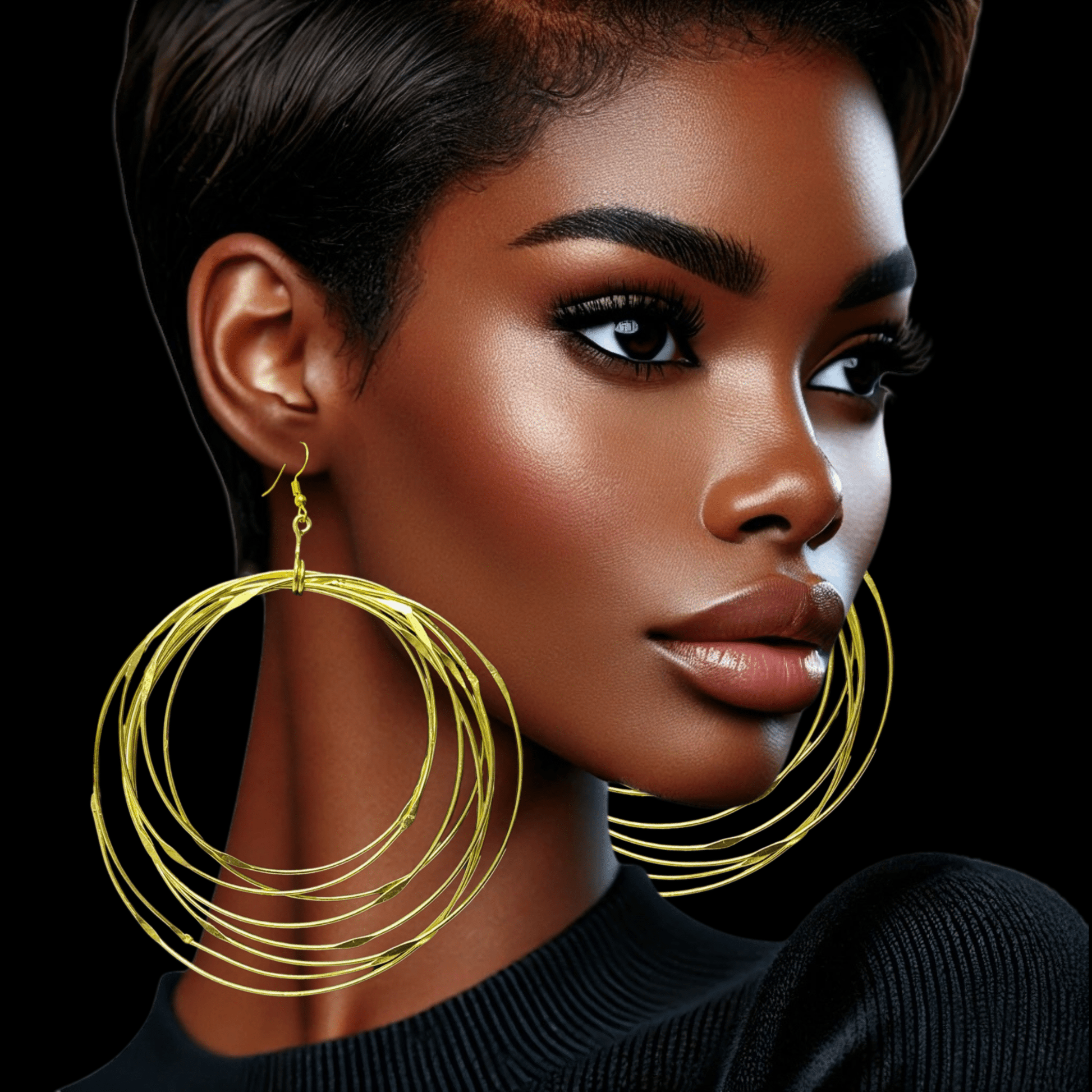 Hand Crafted Oversized Multi - Hoop Layered Brass Bold Statement Dangle Earrings - Fatisha Boutique