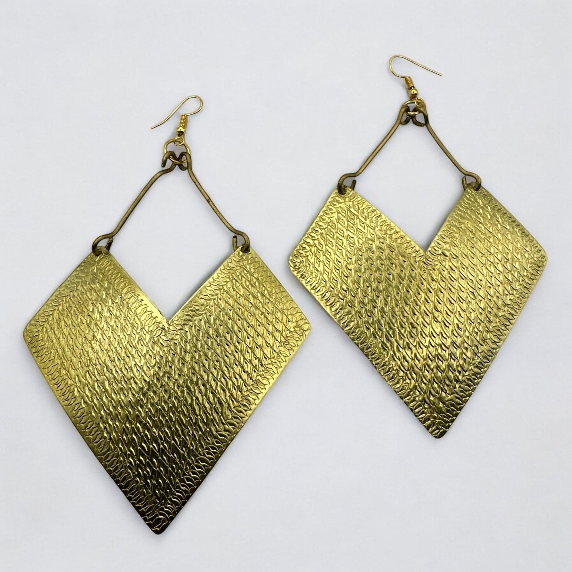 Handcrafted African Engraved Brass Statement Earrings – Bold Tribal Dangle Jewellery - Fatisha Boutique