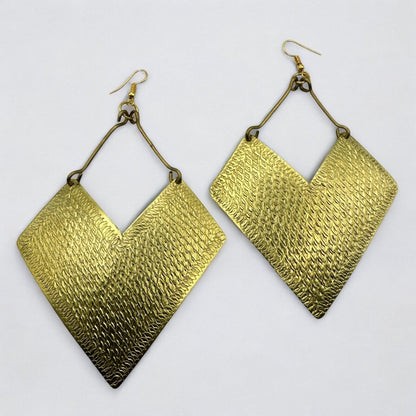 Handcrafted African Engraved Brass Statement Earrings – Bold Tribal Dangle Jewellery - Fatisha Boutique
