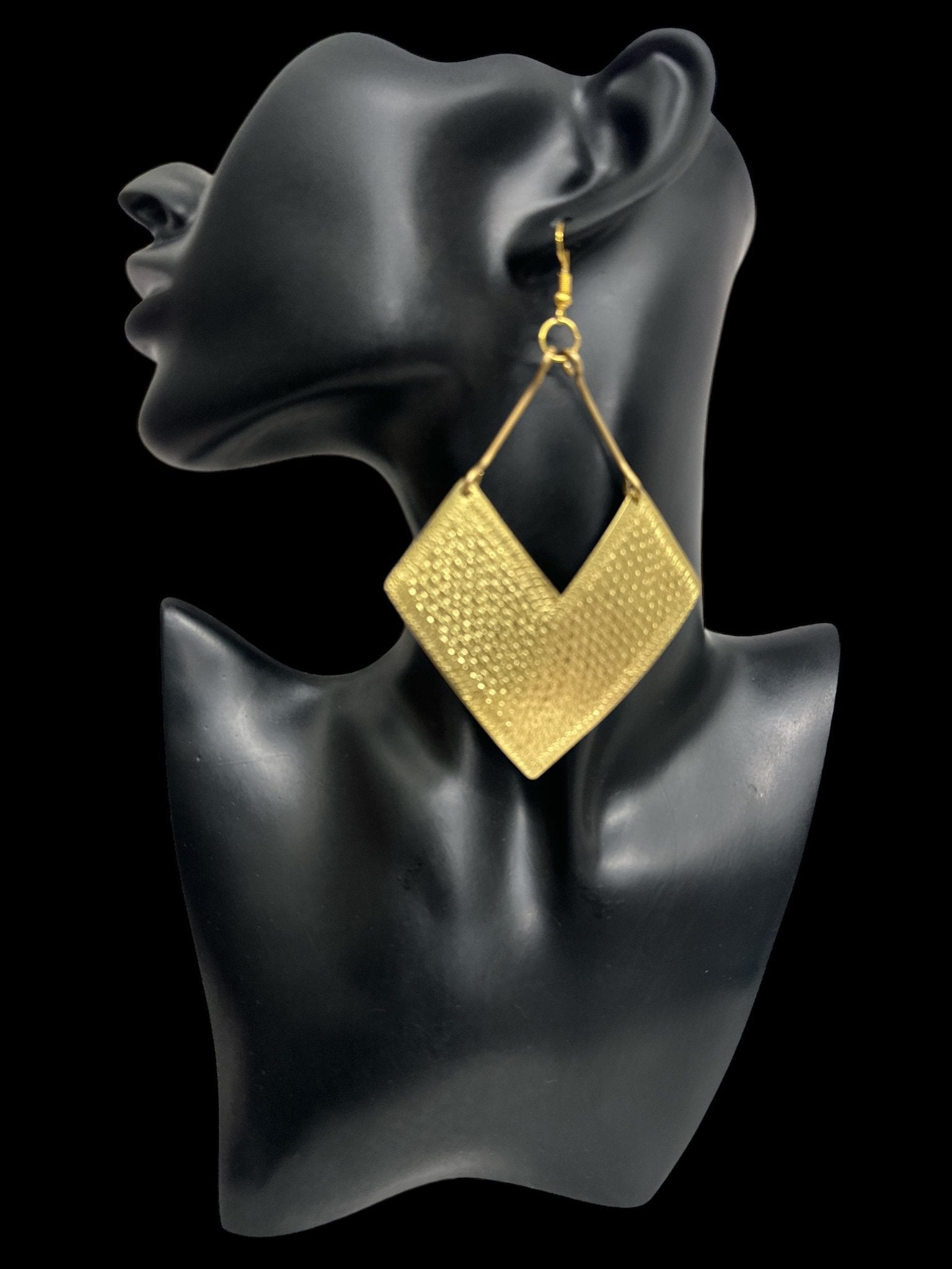 Handcrafted African Engraved Brass Statement Earrings – Bold Tribal Dangle Jewellery - Fatisha Boutique