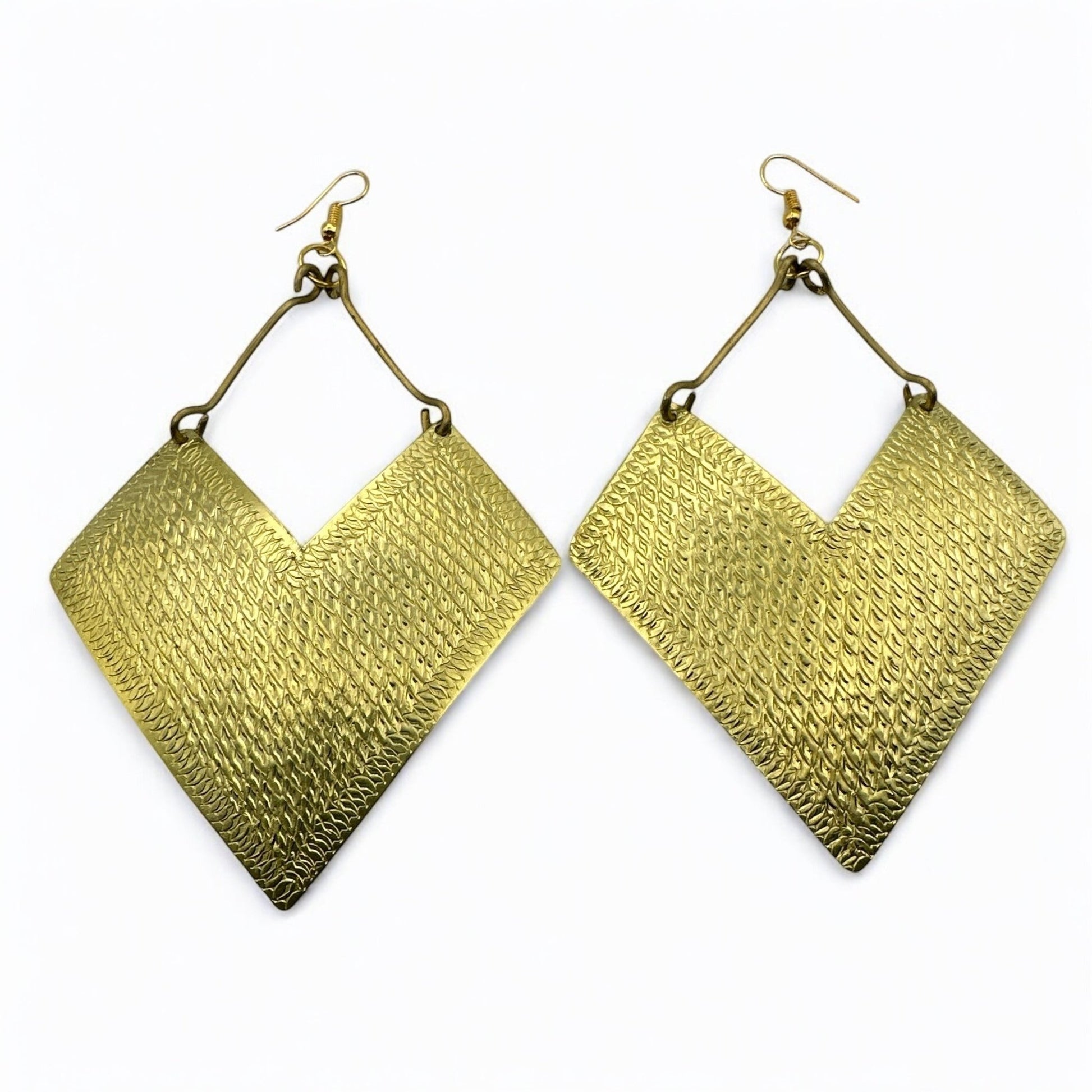 Handcrafted African Engraved Brass Statement Earrings – Bold Tribal Dangle Jewellery - Fatisha Boutique