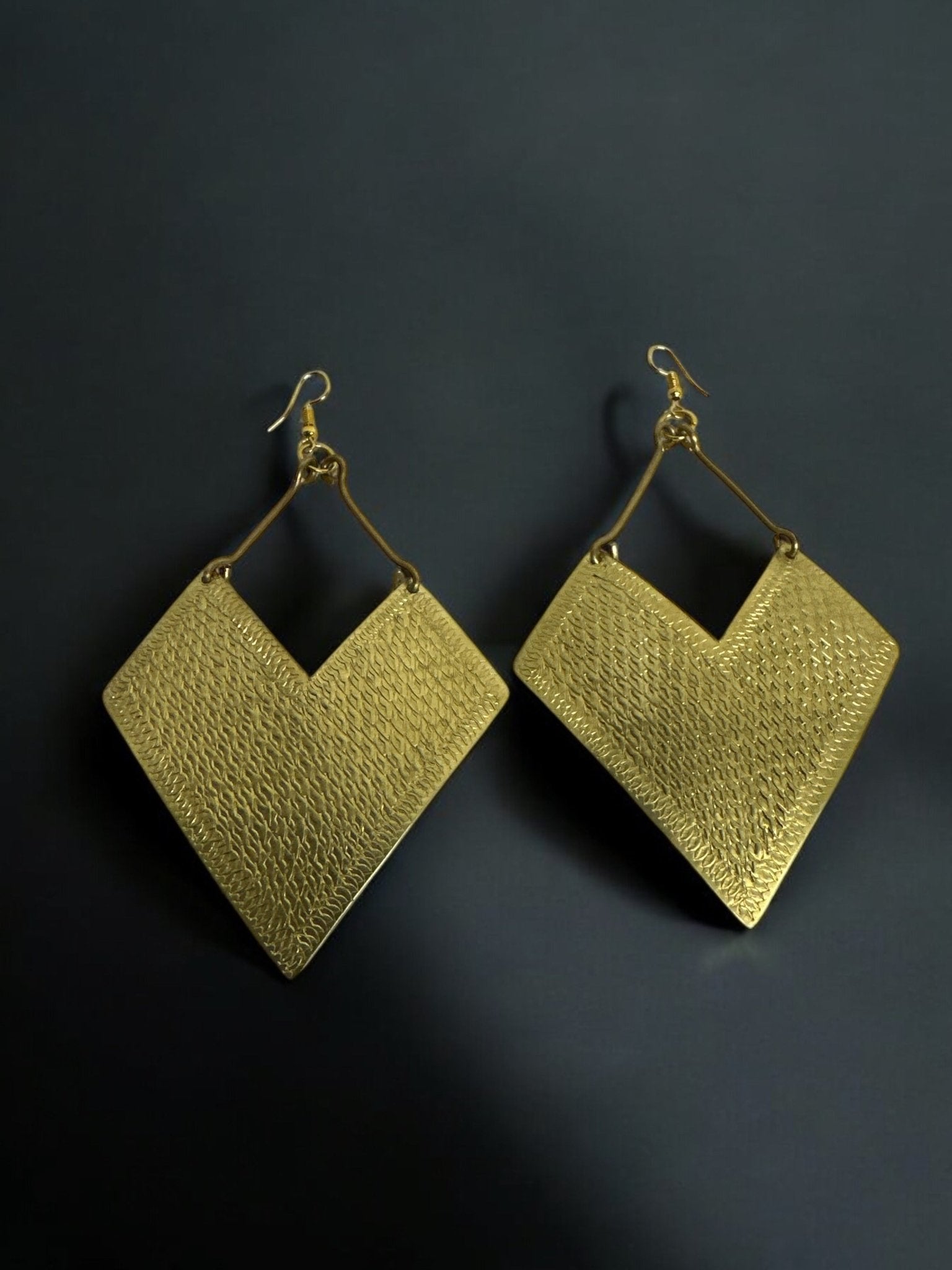 Handcrafted African Engraved Brass Statement Earrings – Bold Tribal Dangle Jewellery - Fatisha Boutique