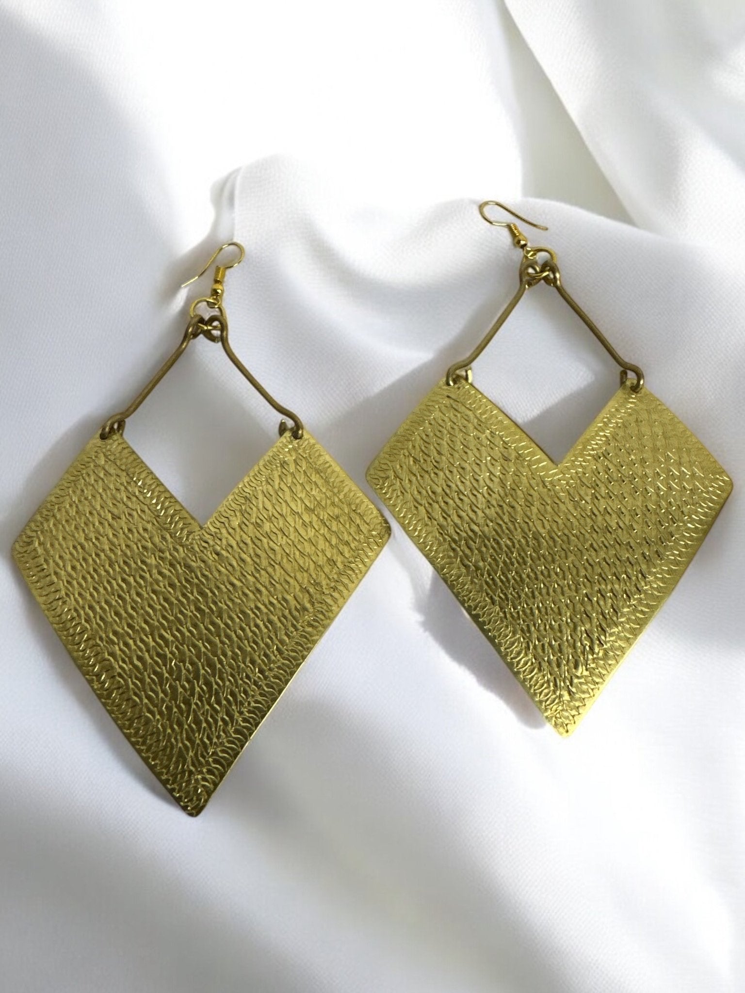 Handcrafted African Engraved Brass Statement Earrings – Bold Tribal Dangle Jewellery - Fatisha Boutique