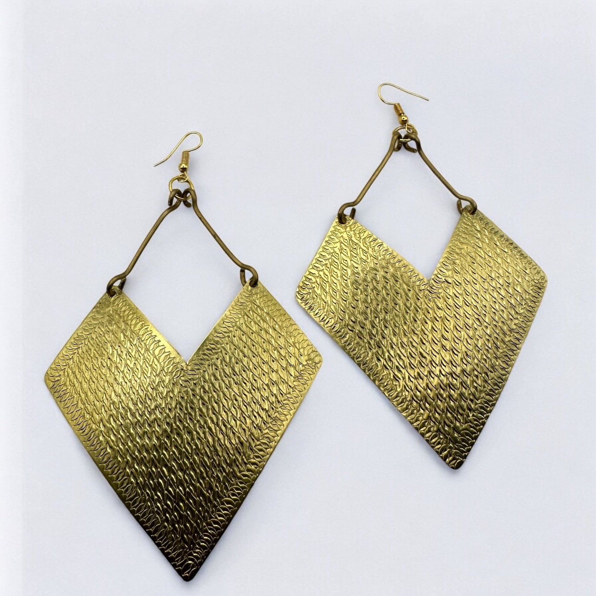Handcrafted African Engraved Brass Statement Earrings – Bold Tribal Dangle Jewellery - Fatisha Boutique