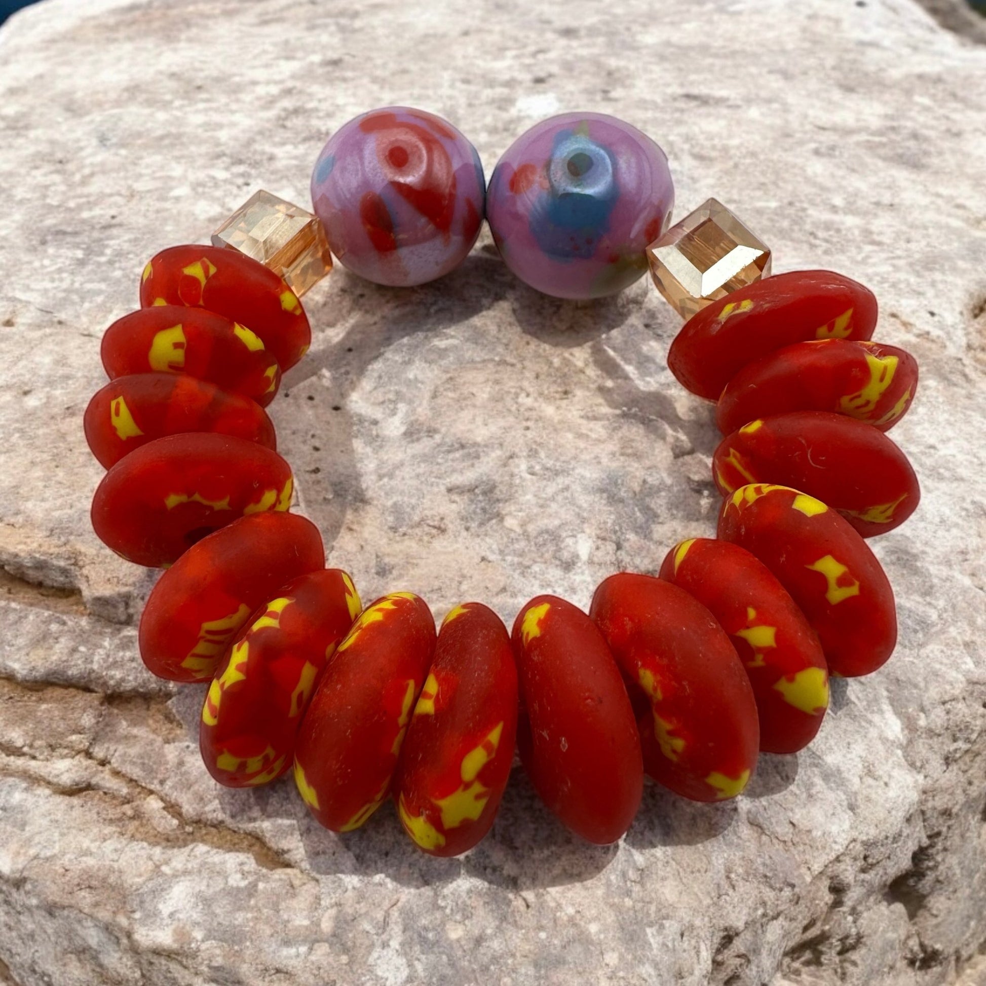 Handcrafted African Red Korobo Bead Bracelet - Fatisha Boutique