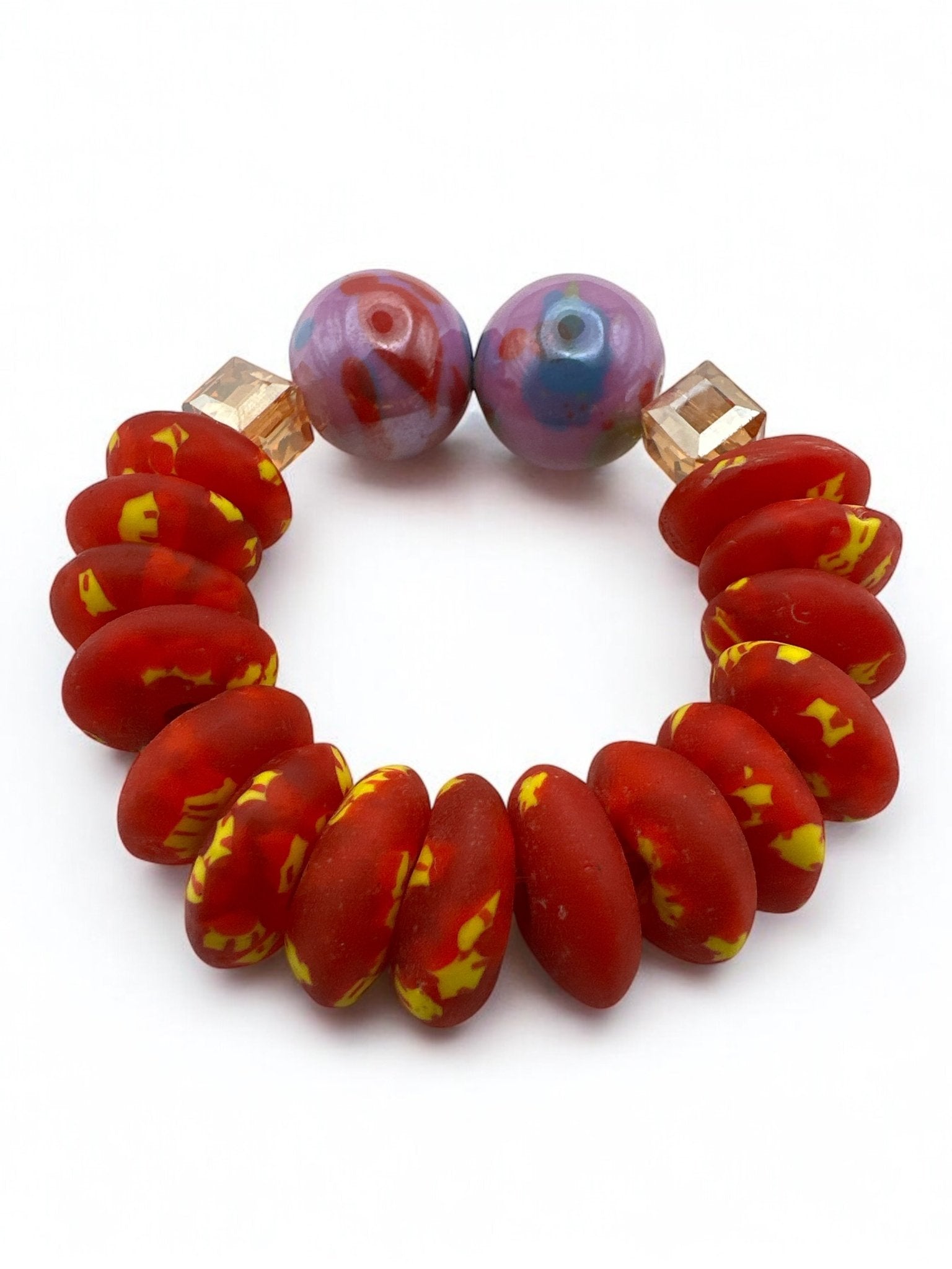 Handcrafted African Red Korobo Bead Bracelet - Fatisha Boutique