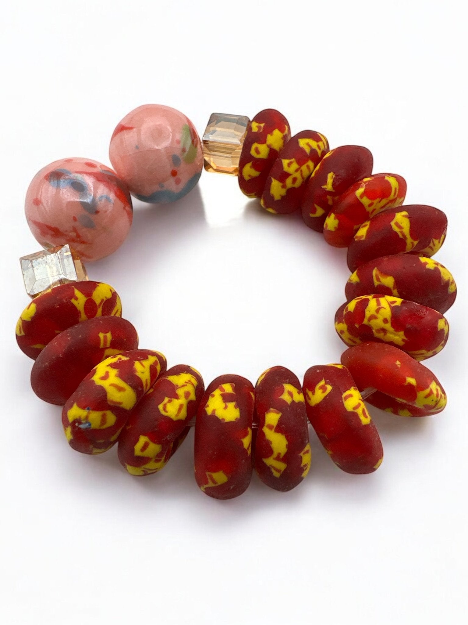 Handcrafted African Red Korobo Bead Bracelet - Fatisha Boutique