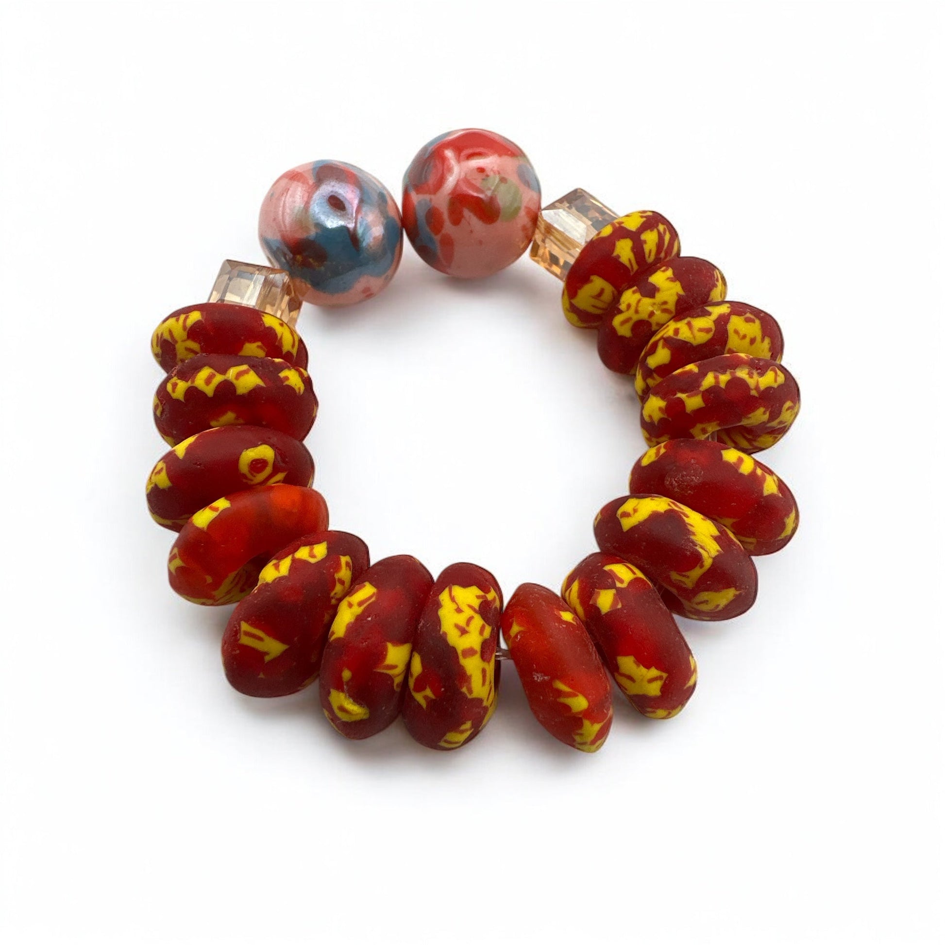 Handcrafted African Red Korobo Bead Bracelet - Fatisha Boutique