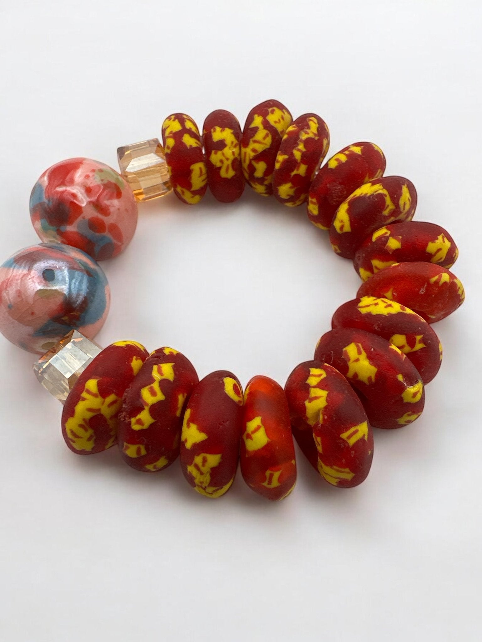 Handcrafted African Red Korobo Bead Bracelet - Fatisha Boutique