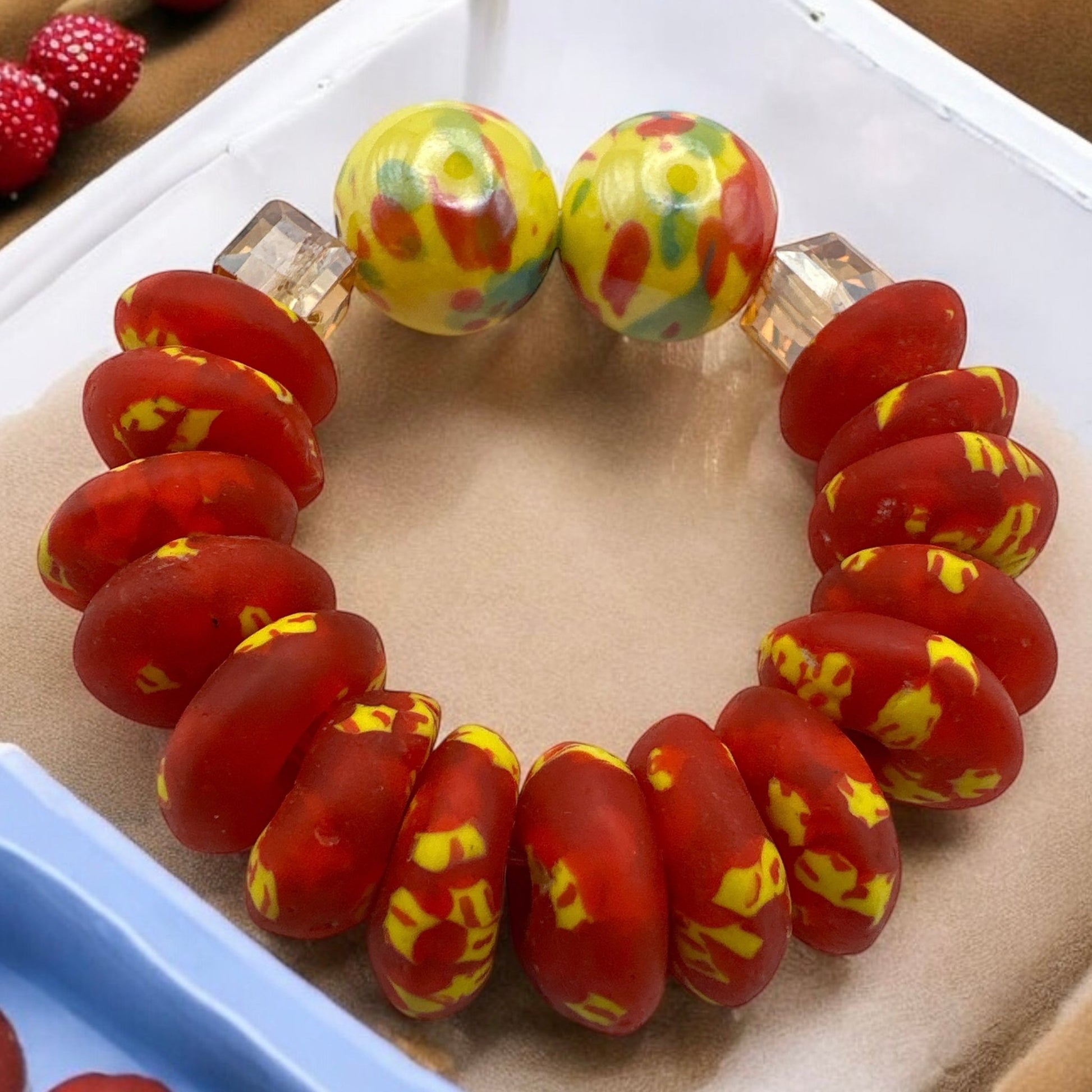 Handcrafted African Red Korobo Bead Bracelet - Fatisha Boutique