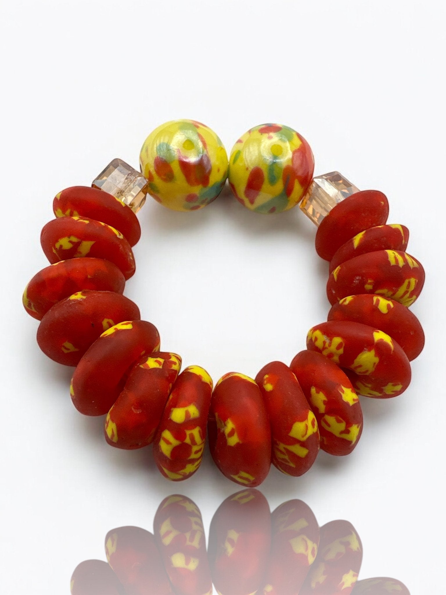Handcrafted African Red Korobo Bead Bracelet - Fatisha Boutique