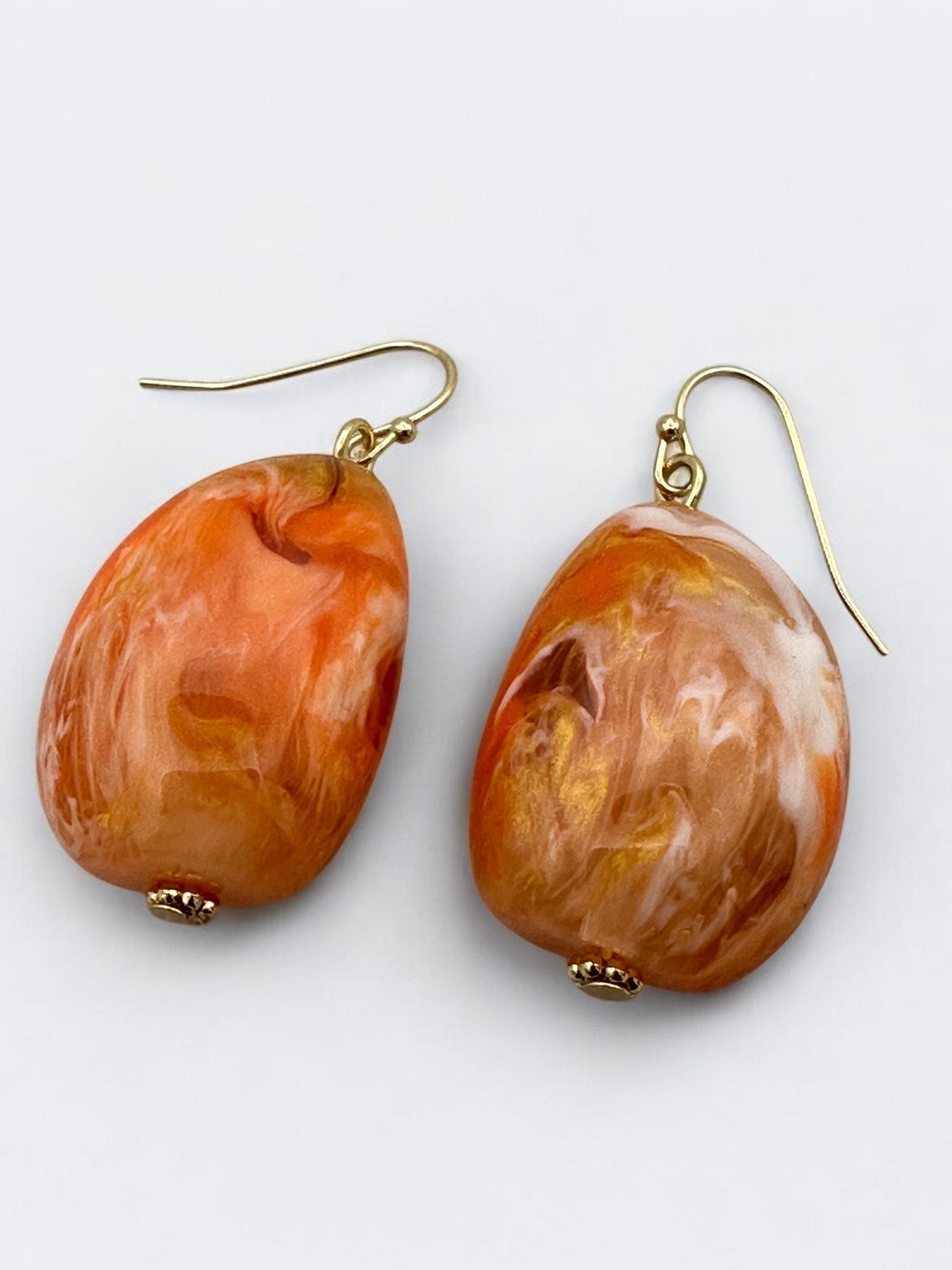 Handcrafted Boho Resin Bead Jewelry Set – Bold Orange Necklace and Earrings - Fatisha Boutique