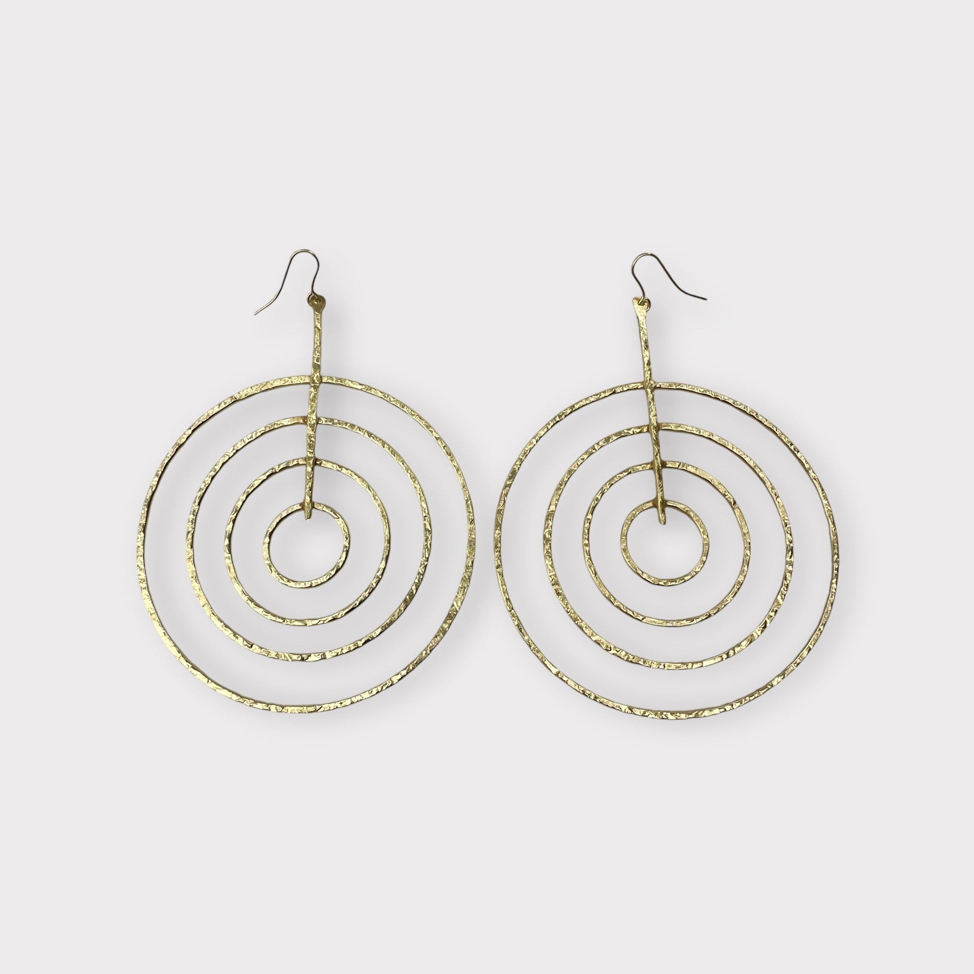 Handcrafted Brass Spiral Dangle Earrings Large Geometric Bold Statement Earrings - Fatisha Boutique
