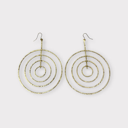 Handcrafted Brass Spiral Dangle Earrings Large Geometric Bold Statement Earrings - Fatisha Boutique