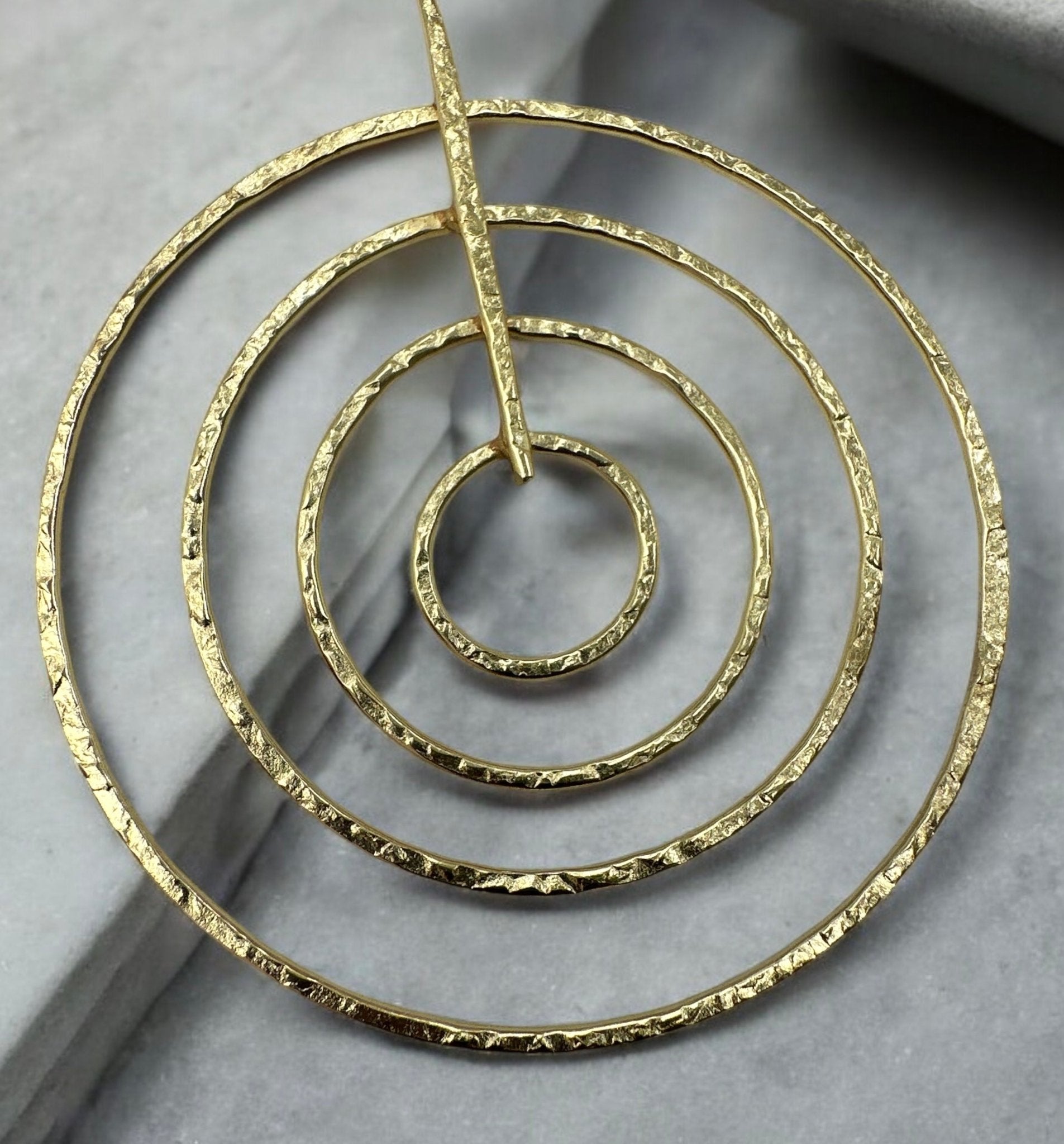 Handcrafted Brass Spiral Dangle Earrings Large Geometric Bold Statement Earrings - Fatisha Boutique