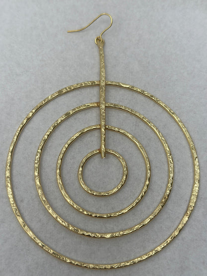 Handcrafted Brass Spiral Dangle Earrings Large Geometric Bold Statement Earrings - Fatisha Boutique