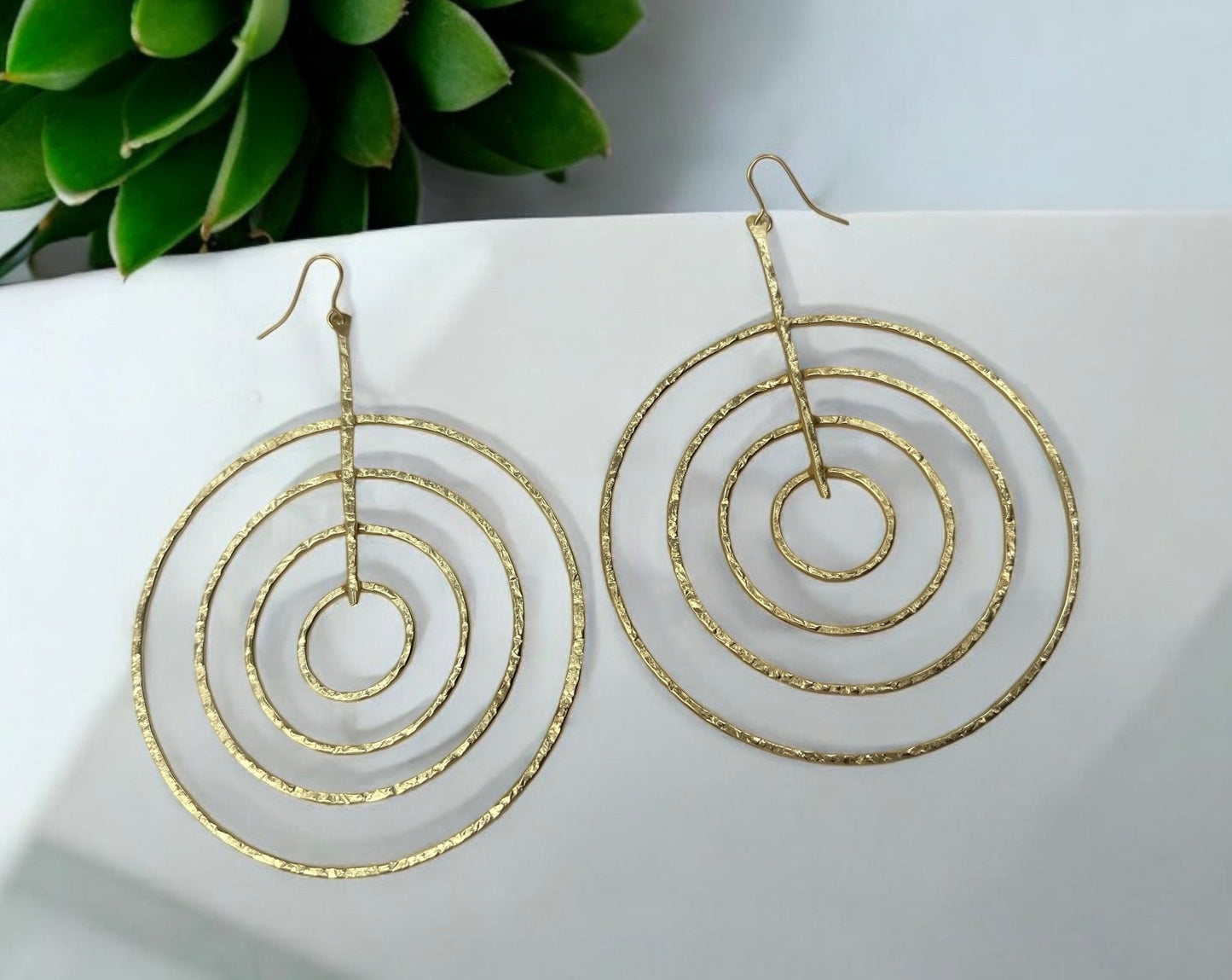 Handcrafted Brass Spiral Dangle Earrings Large Geometric Bold Statement Earrings - Fatisha Boutique