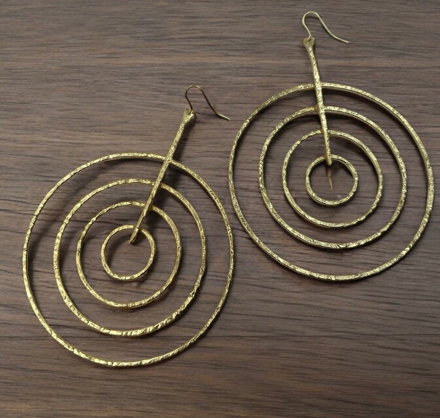 Handcrafted Brass Spiral Dangle Earrings Large Geometric Bold Statement Earrings - Fatisha Boutique