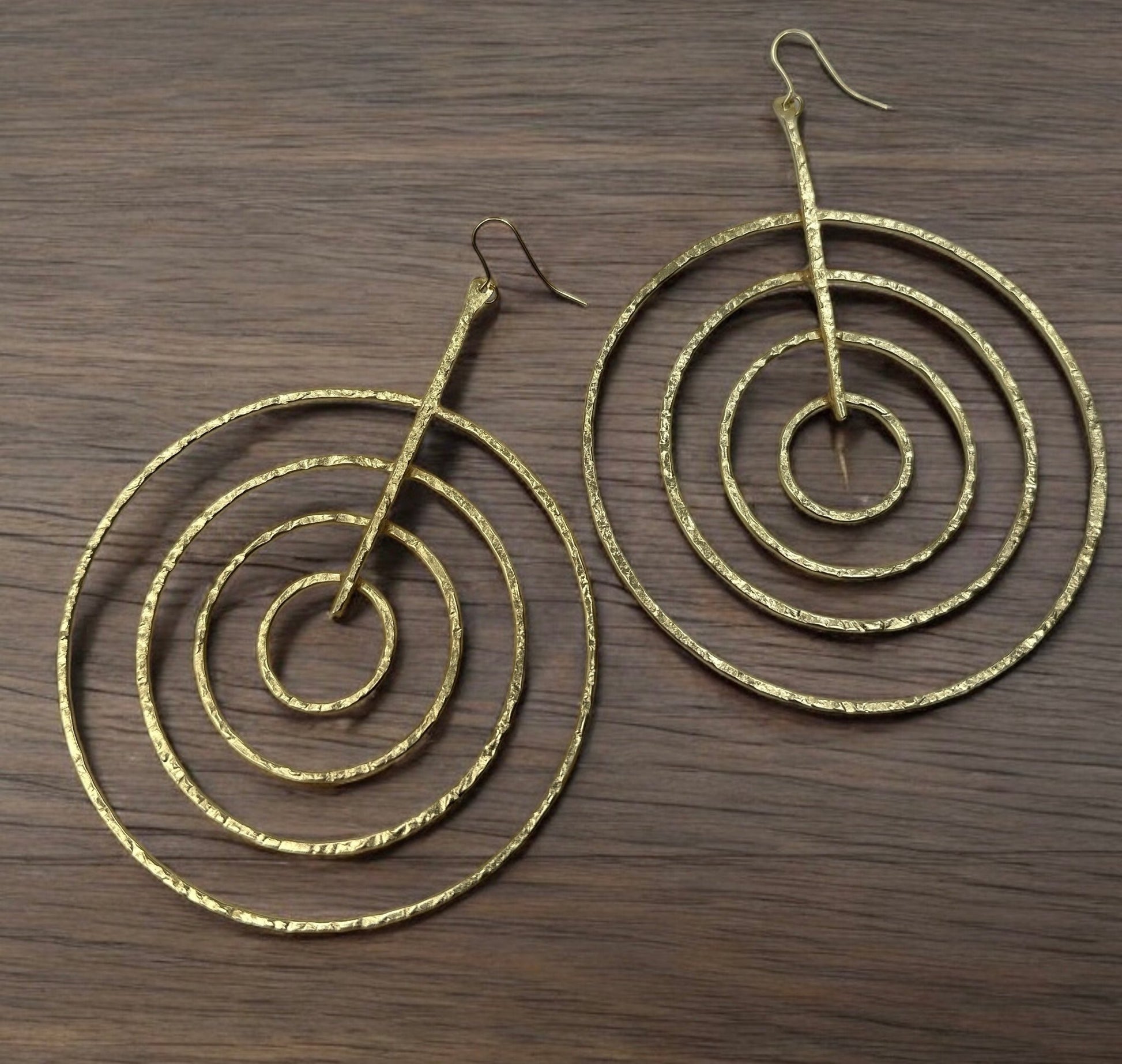 Handcrafted Brass Spiral Dangle Earrings Large Geometric Bold Statement Earrings - Fatisha Boutique
