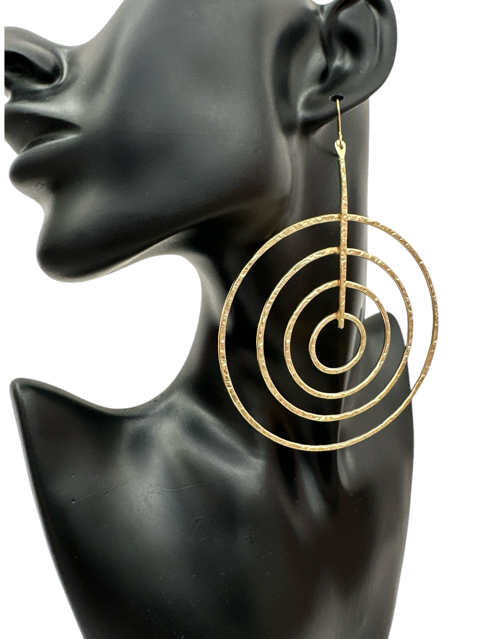Handcrafted Brass Spiral Dangle Earrings Large Geometric Bold Statement Earrings - Fatisha Boutique