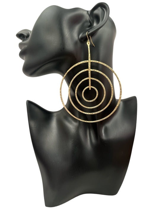 Handcrafted Brass Spiral Dangle Earrings Large Geometric Bold Statement Earrings - Fatisha Boutique