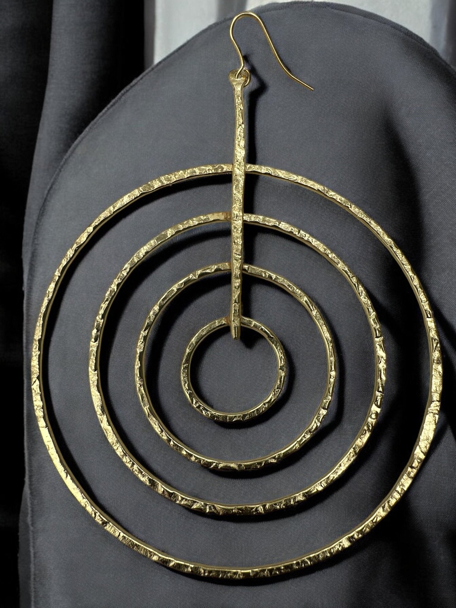 Handcrafted Brass Spiral Dangle Earrings Large Geometric Bold Statement Earrings - Fatisha Boutique