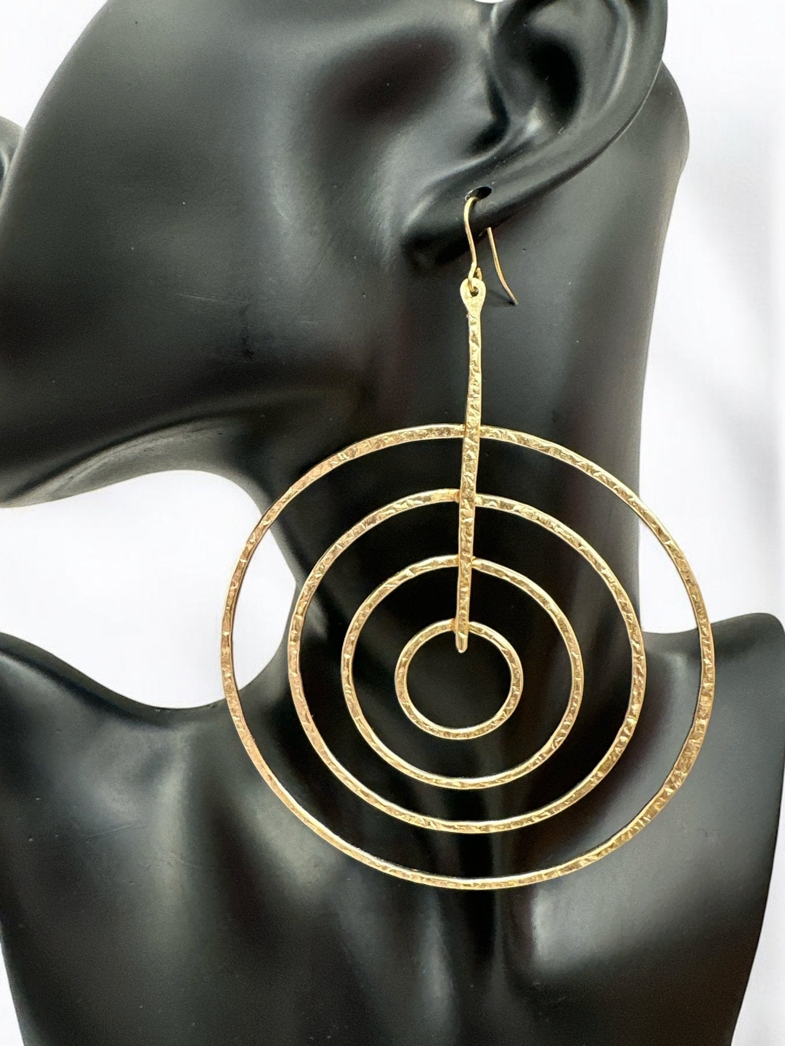 Handcrafted Brass Spiral Dangle Earrings Large Geometric Bold Statement Earrings - Fatisha Boutique