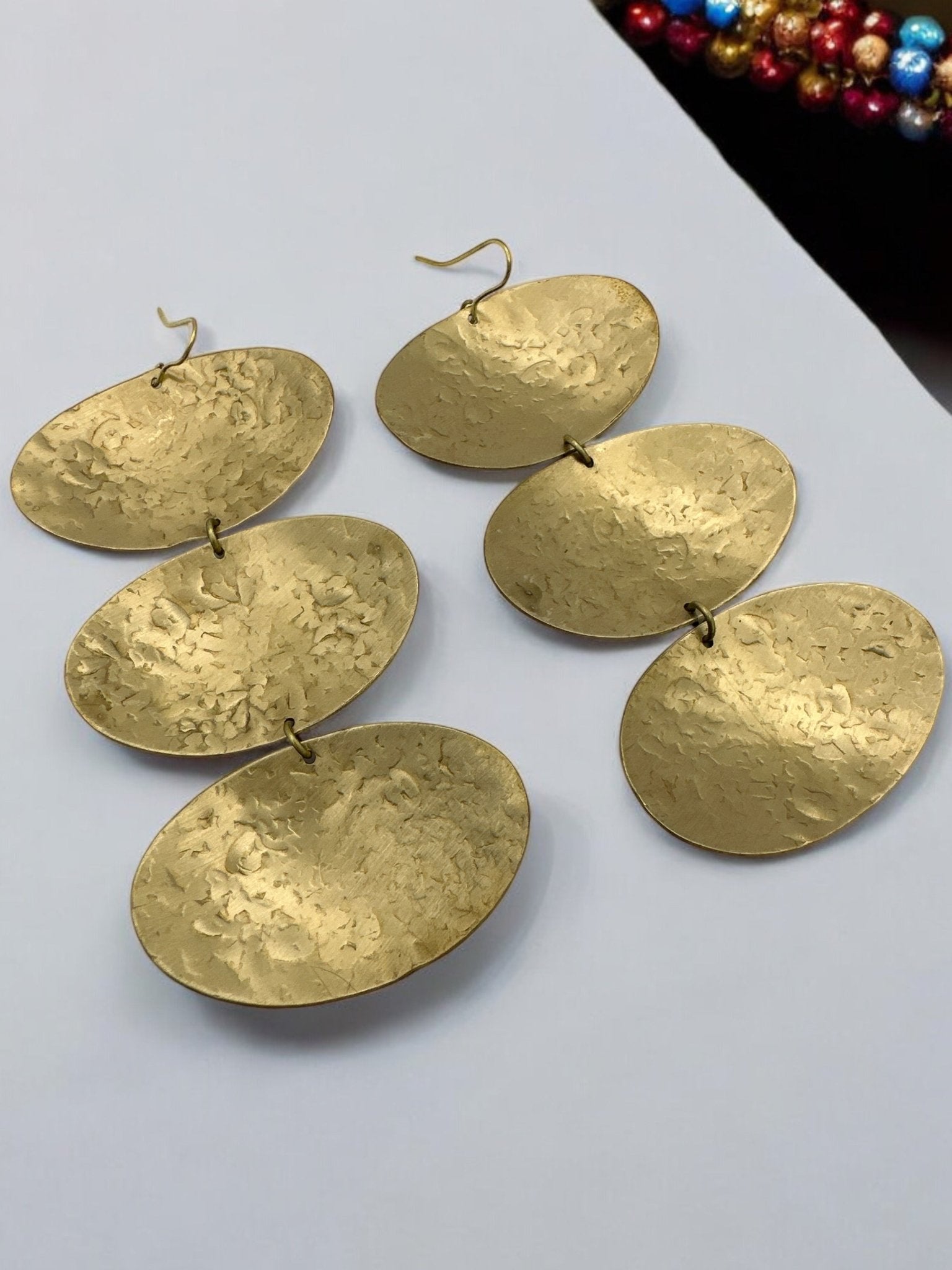 Handcrafted Elegant Long Bold Brass Dangle Statement Earrings - Fatisha Boutique