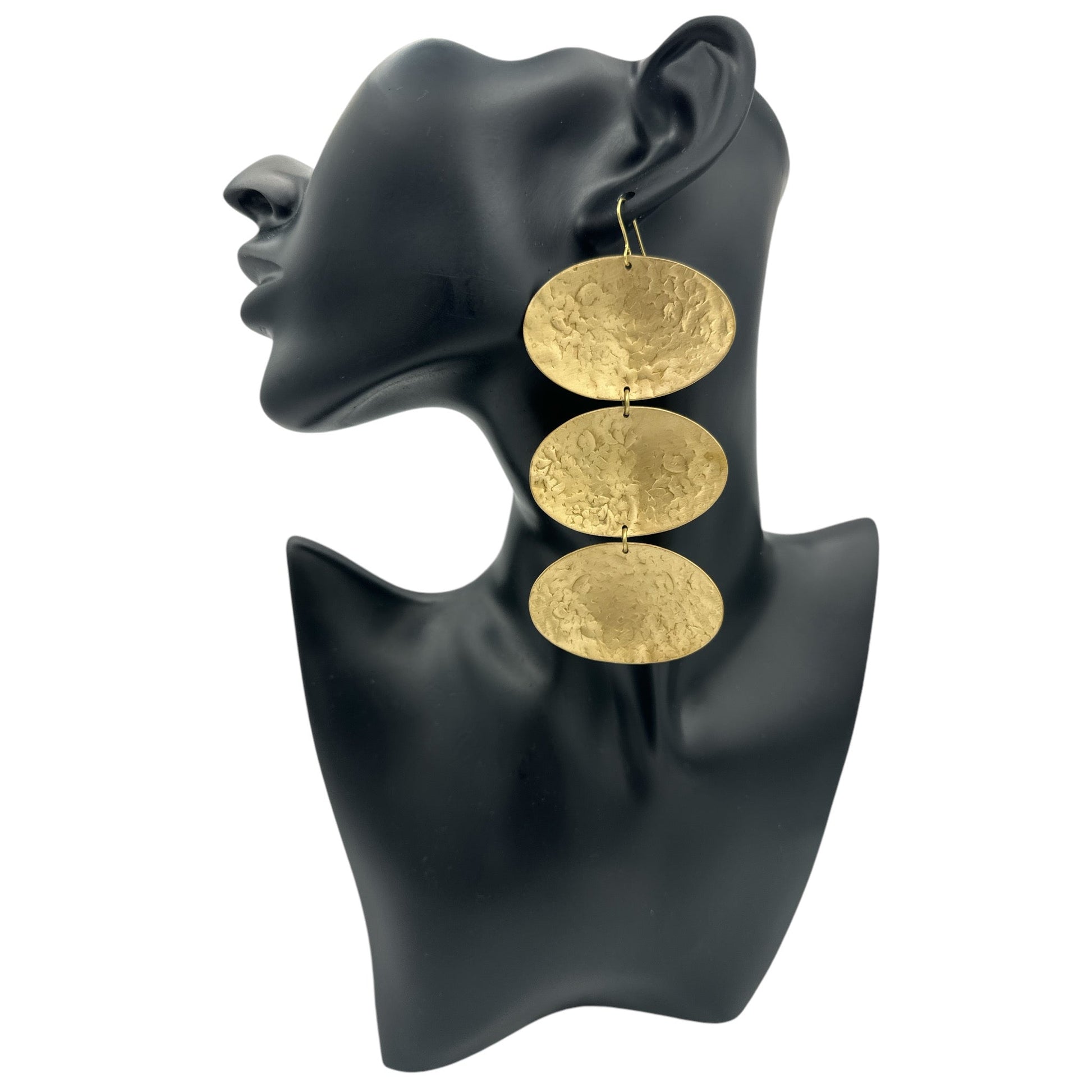 Handcrafted Elegant Long Bold Brass Dangle Statement Earrings - Fatisha Boutique