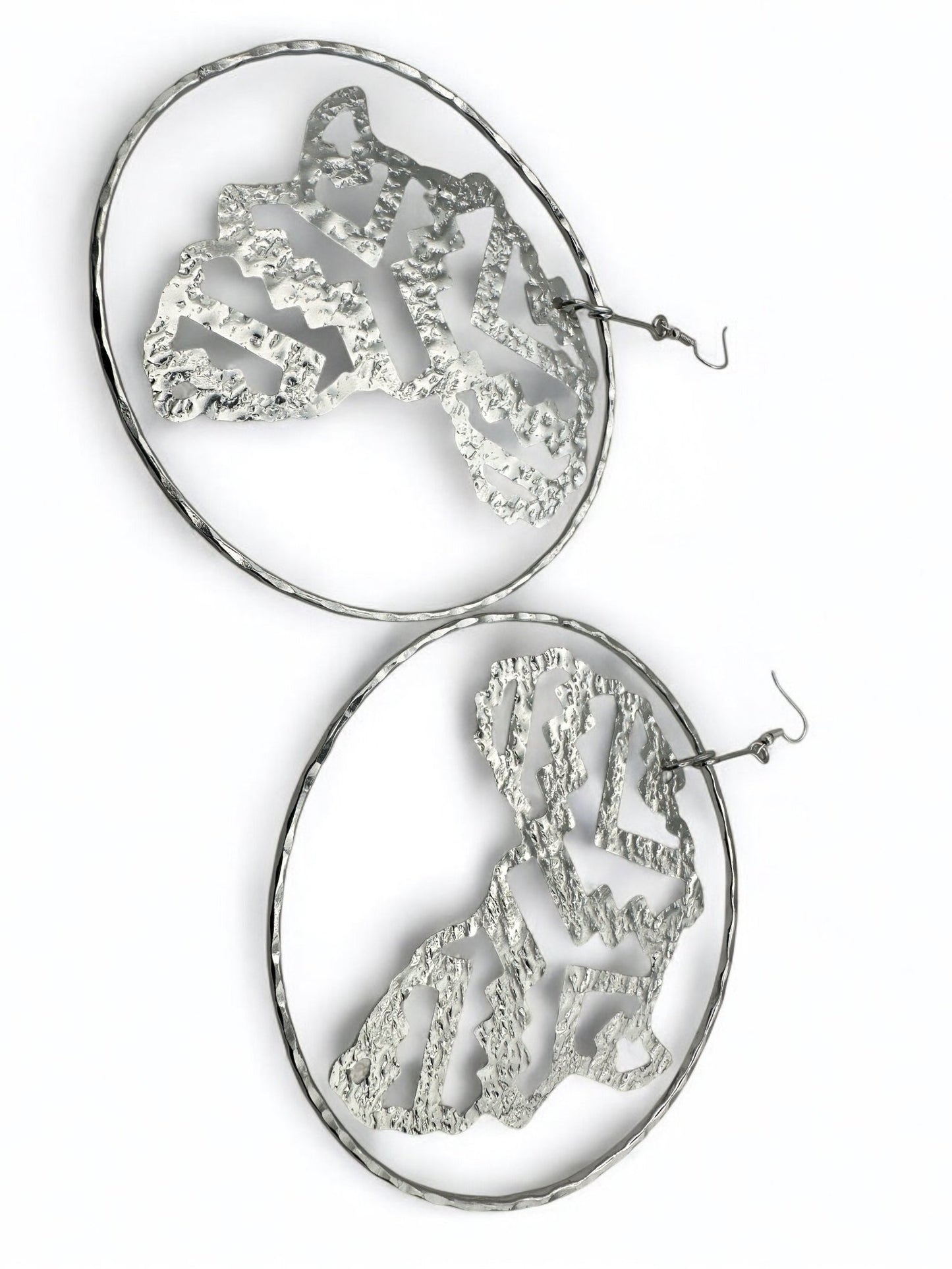Handcrafted Oversized African Map Statement Brass Earrings – Bold & Unique Design - Fatisha Boutique