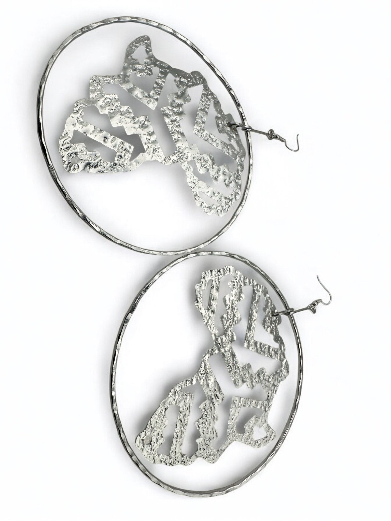 Handcrafted Oversized African Map Statement Brass Earrings – Bold & Unique Design - Fatisha Boutique