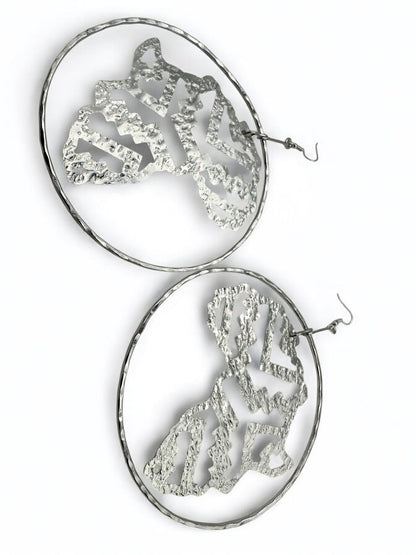 Handcrafted Oversized African Map Statement Brass Earrings – Bold & Unique Design - Fatisha Boutique